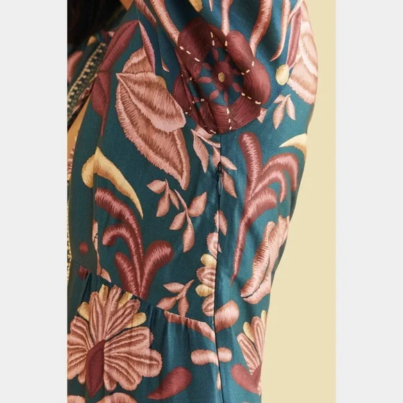 Farm Rio Teal Seashell Tapestry Lenzing™ Ecovero™ Viscose Mini Dress - Picture 5 of 10